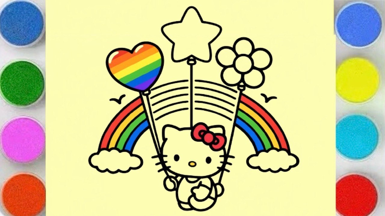 Sand Painting | Hello Kitty Rainbow Sand Art for Kids & Toddlers 🌈