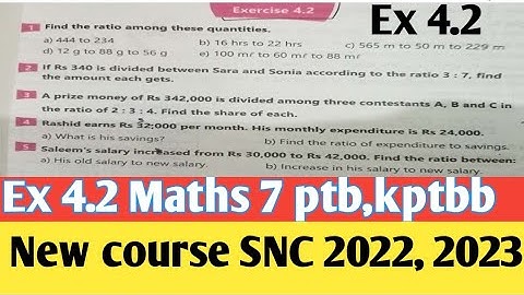 Unit 4 Exercise 4.2 class 7 Maths kpk new course 2022 | Chapter 4 Ex 4.2 Maths 7 SNC PTB 2023