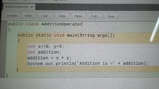 how to write a program for addition of 2 numbers in java Bluej