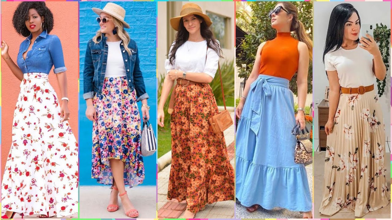 OUTFITS CON FALDAS PARA PRIMAVERA VERANO 2021 COMBINA TUS FALDAS LARGAS ESTE VERANO - YouTube