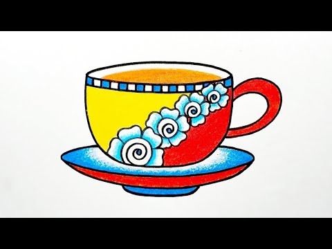 How to Draw Cup Plate Step By Step || Cup Plate Drawing || Easy Cup Plate  Drawing Colour.. - YouTube