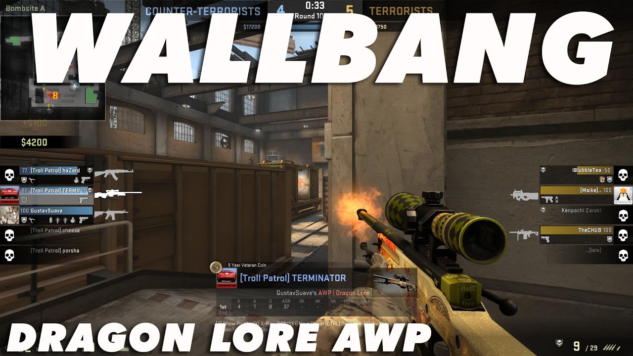 awp paw CS:GO Wallbang Dragon Lore AWP on Train