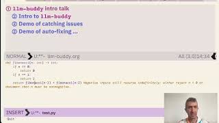 llm-buddy demo: automatic error detection and fixing in Emacs!