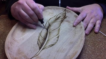 Woodburned Feather - Pyrography Art