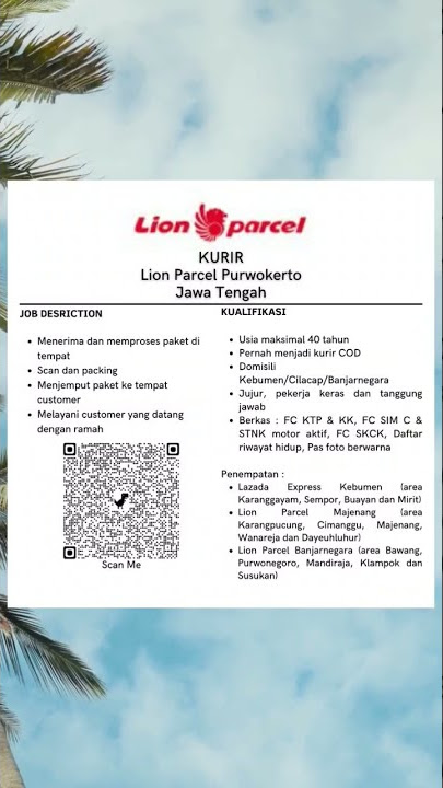 Lion Parcel #loker #lowongankerja #lokerterbaru #lowongankerjaterbaru #pt #kurir #lionparcel #jateng