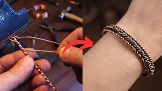 How are twisted copper wire bracelets made using the same technique as jewelers?