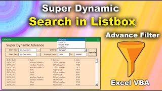 how to Create Dynamic Advance Filter in Excel Userform | Excel Vba