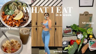 WHAT I EAT IN A WEEK (mon-fri): realistic, healthy, balanced, grocery haul & budget