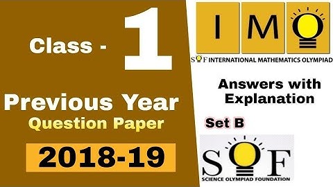 IMO Class 1 Question Paper 2018-19 Set B International Mathmatics Olympiad