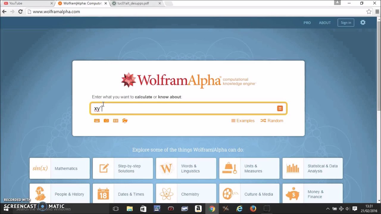 First Order Differential Equations using Wolfram Alpha - YouTube