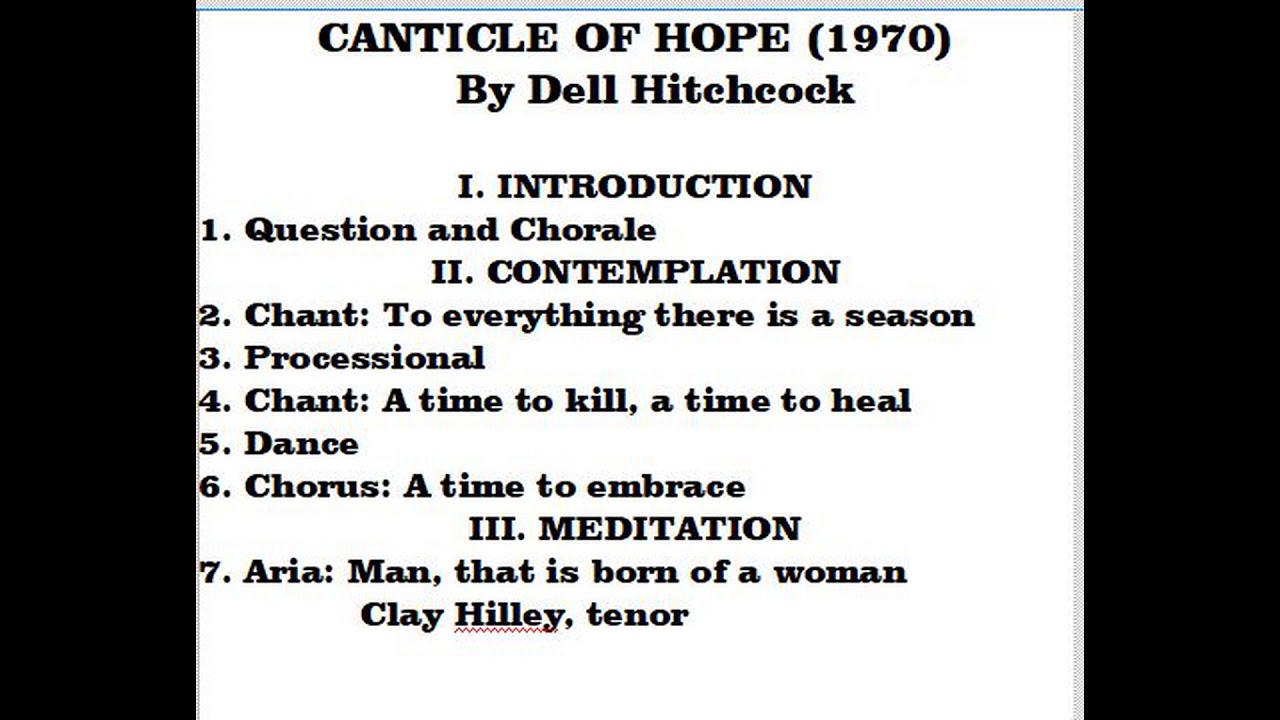 Canticle of Hope YouTube