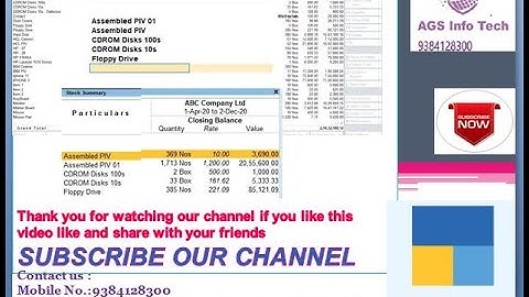 Stock Summary Item Stock Summary Multiple item Filtration in tally Prime AGSTECH TALLYTDL TALLYTCP