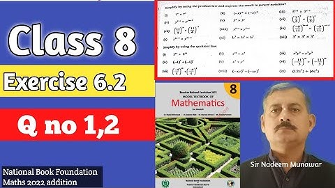 Class 8 Exercise 6.2 Q no 1 Q 2 Ex 6.2 NBF Maths  Algebraic Formula identities  sir nadeem munawar