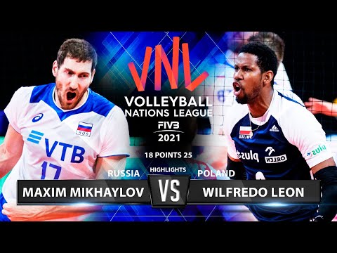 Russia vs Poland | VNL 2021 | Highlights | Maxim Mikhaylov vs Wilfredo Leon