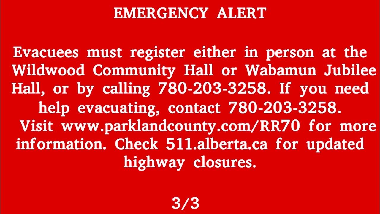 Canada Alert Ready, Alberta Emergency Alert MANDATORY EVACUATION