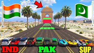 GTA 5 INDIA VS PAKISTAN VS SUPER CARS INDIA GATE JUMPING CHALLENGE - Gta 5 Gameplay