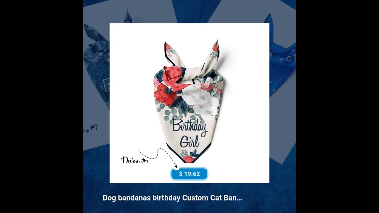 Dog bandanas birthday Custom Cat Bandana, Personalized Pet Birthday boy Birthday girl Scarf Dog S...