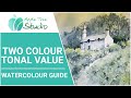 Paint a Building and Landscape Using Just Two Colours - Watercolour Tonal Value Tutorial