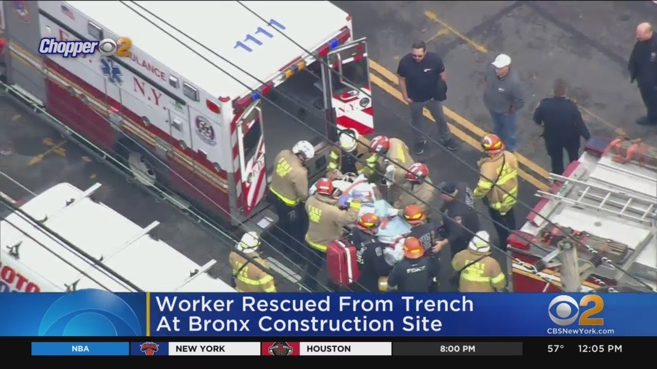 Worker Rescued From Trench Collapse At Bronx Construction Site - YouTube