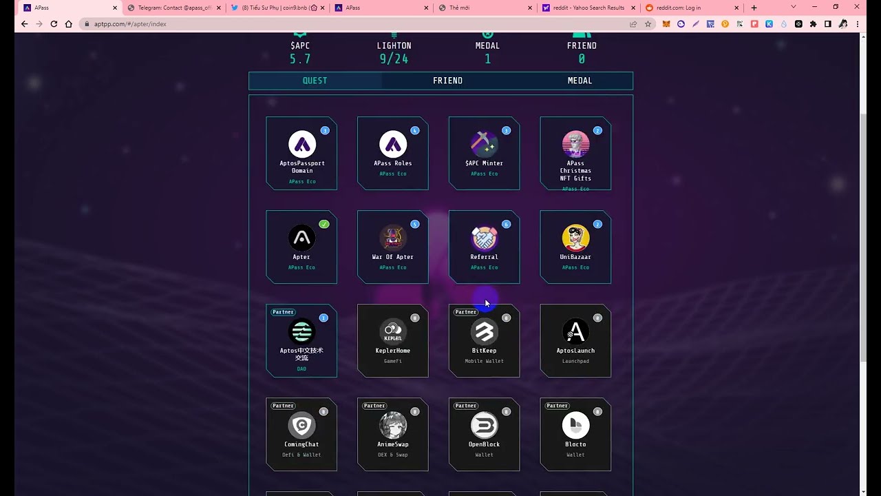 Hướng Dẫn Làm Nhiệm Vụ Dự Án APass Nhận Token APC & Role Quyền Lợi - Dự Án Mạng Aptos