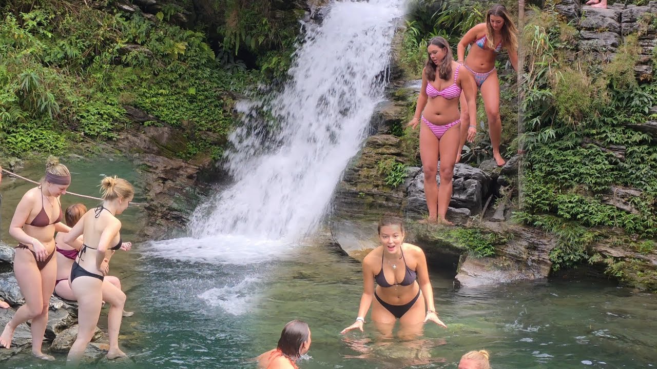Dive to explore the mysterious and beautiful waterfall 🔥 - Ha Giang Loop #travel #waterfall