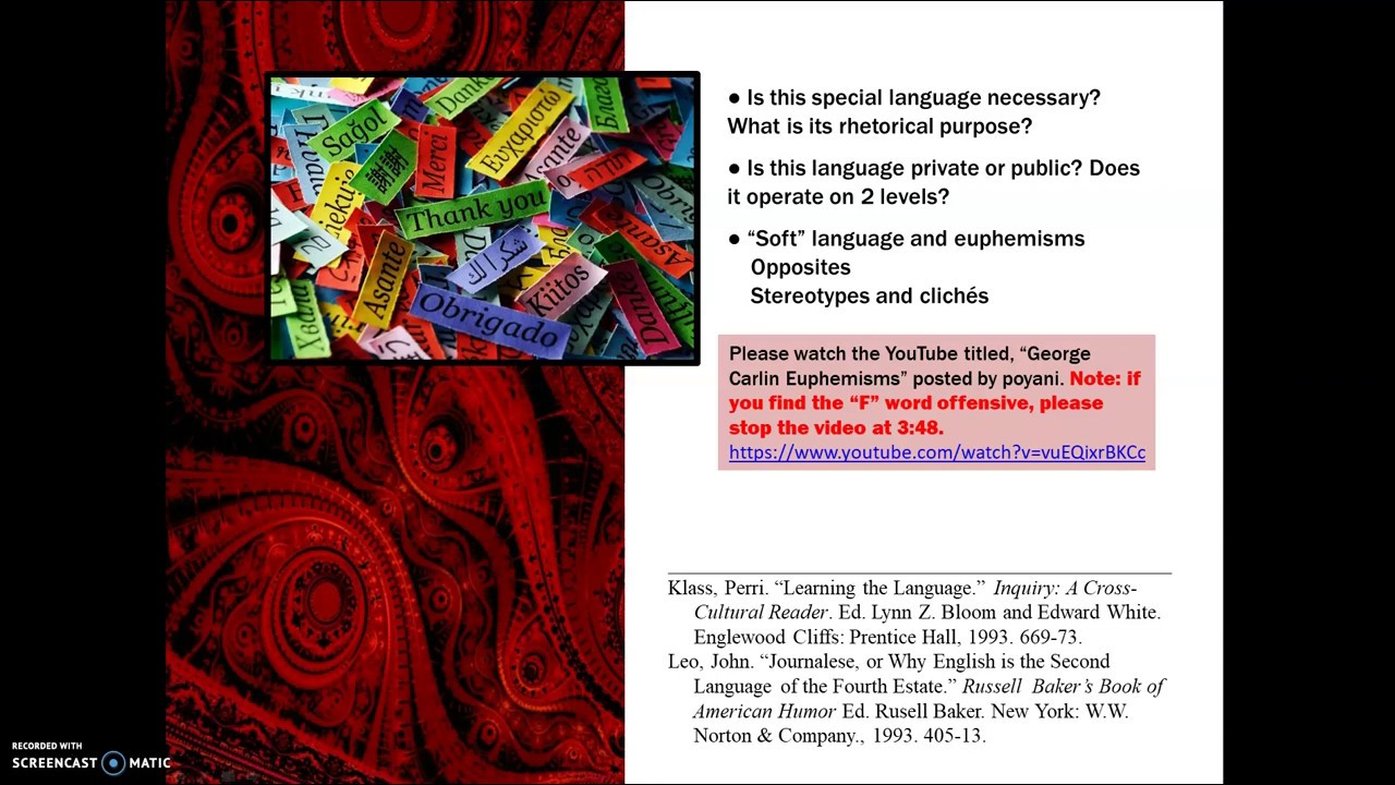 A Discourse Community's Special Language