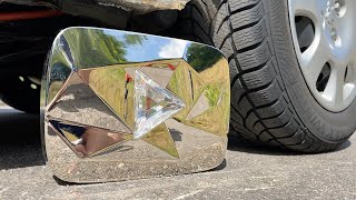 Crushing Crunchy & Soft Things by Car!   EXPERIMENT: DIAMOND PLAY BUTTON VS CAR screenshot 3