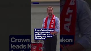Crown Prince Haakon leads Norwegian football team and thousands of fans in Viking Row #shorts