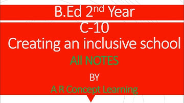 B.Ed 2nd Year, C-10, Creating an Inclusive School, All Notes