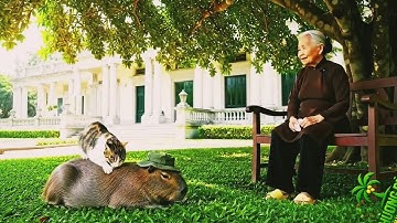 Capybara Và Bà , Những Khoảnh Khắc Đáng yêu của cáp bi #veo3 #haihuoc #phimhay #phimngan #vuinhon 