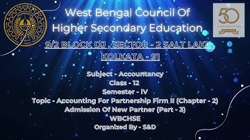 Accountancy Semester   IV Accounting For Partnership Firm II Chapter   2Admission Of New Partner Par