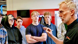 Dave talks to young men from Clearfield High School. And shows them his shop