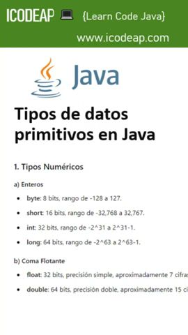 Tipos de datos Primitivos en Java #programacion #java #cursodejava