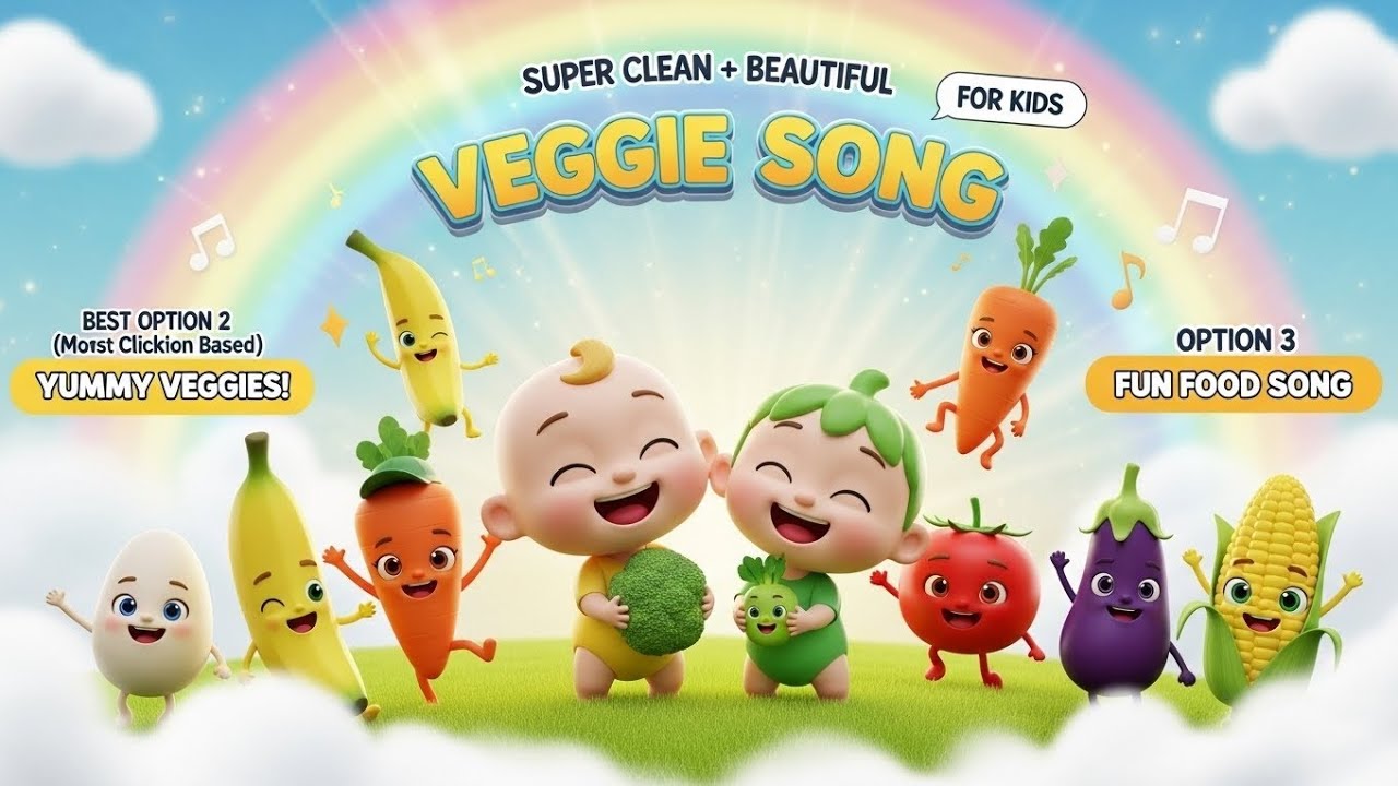 ⭐ Veggie Song for Kids 🥕🍌🍅 | Fun & Healthy Food Song | 3D Cartoon Animation
