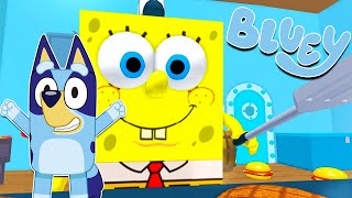 BLUEY ESCAPA de BOB ESPONJA y le ROBA la RECETA SECRETA | Las Aventuras de BLUEY en ROBLOX!