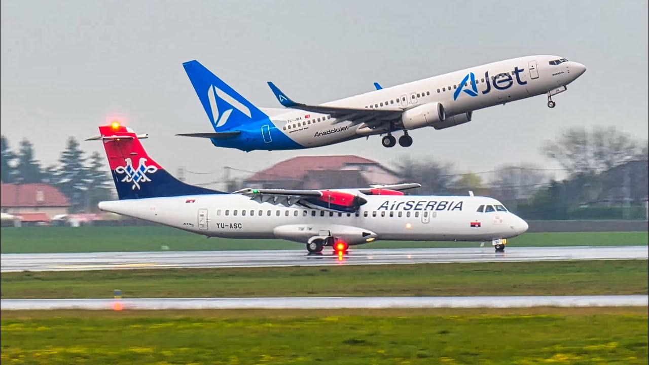 STORM Plane Spotting at Belgrade Nikola Tesla Airport | 4K