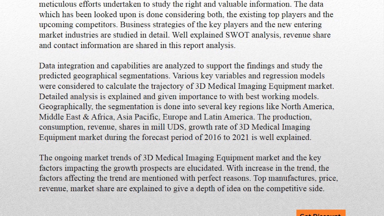 Global 3D Medical Imaging Equipment Market Research Report 2016