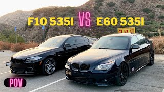 BMW F10 535i vs BMW E60 535i FBO (MHD Stage 2) - Mountain POV!