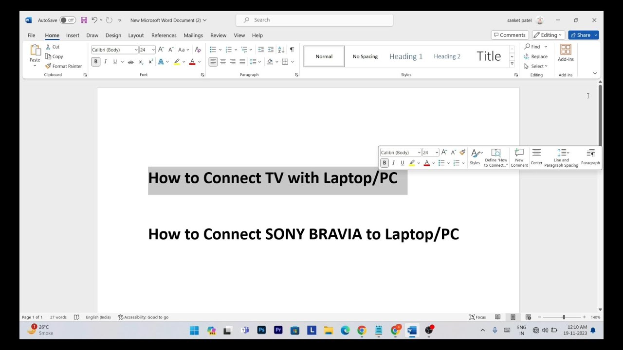 How to Connect SONY BRAVIA to Laptop/PC | How to Connect TV with Laptop ...