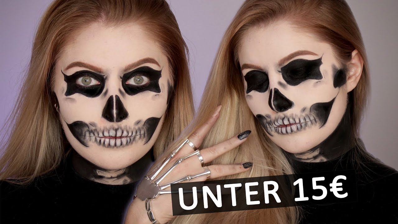 LAST MINUTE Halloween Tutorial 💀 I Komplettes Make up unter 15€ I Paula  Wolf, image size:1280x720