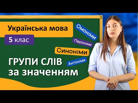 Группы слов по значению. Синонимы, антонимы, омонимы, паронимы. Украинский язык 5 класс.