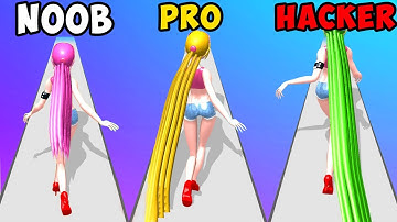 Hair Rush Game NOOB vs PRO vs HACKER All Levels New Update - iOS / Android Mobile Gameplay Levels