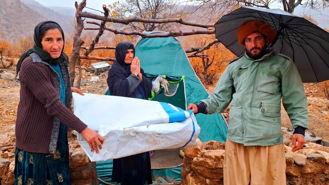 Transforming a cold tent in heavy rain into a shelter for the homeless ...