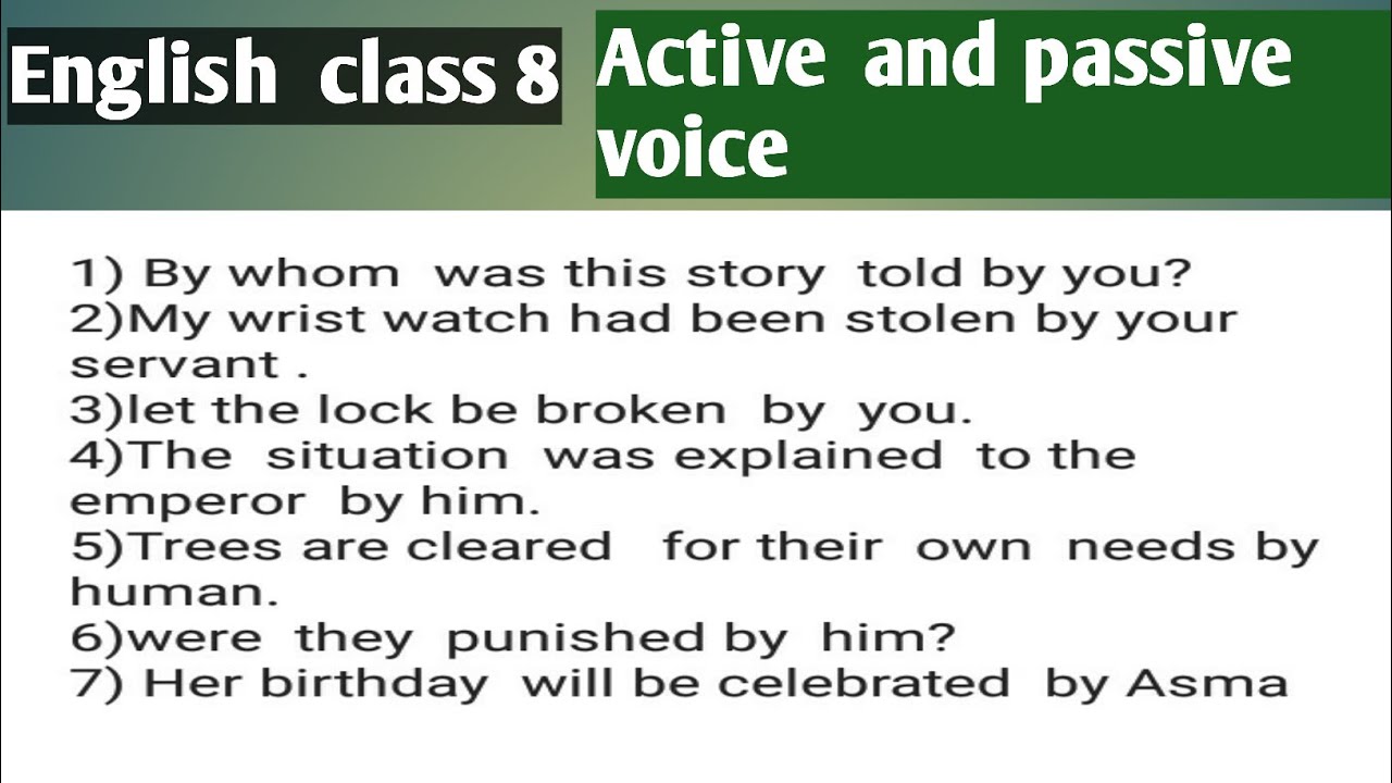English class 8/Important active and passive voice/ NBF - YouTube