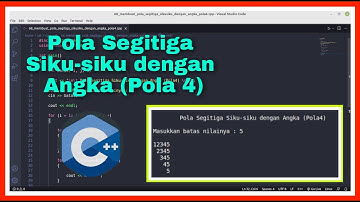 Membuat Pola Segitiga Siku siku  dengan Angka Pola 4 C++
