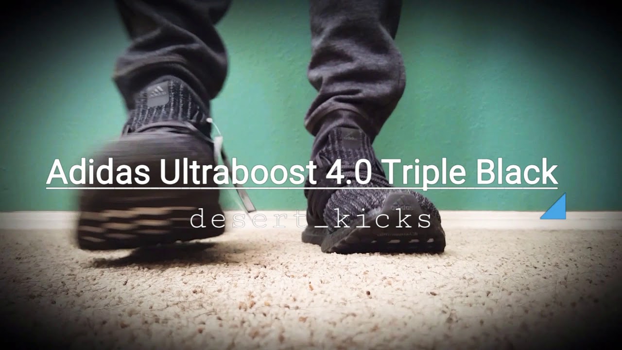 Adidas Ultraboost 4.0 Triple Black on Feet