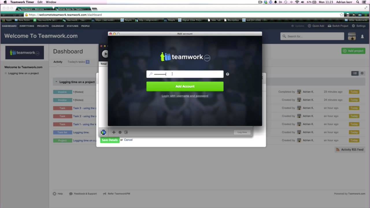 How to setup the Desktop timer in Teamwork com - YouTube