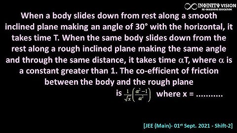 When a body slides down from rest along a smooth : Inclined plane[JEE (Main)- 01st Sept. 2021 ]