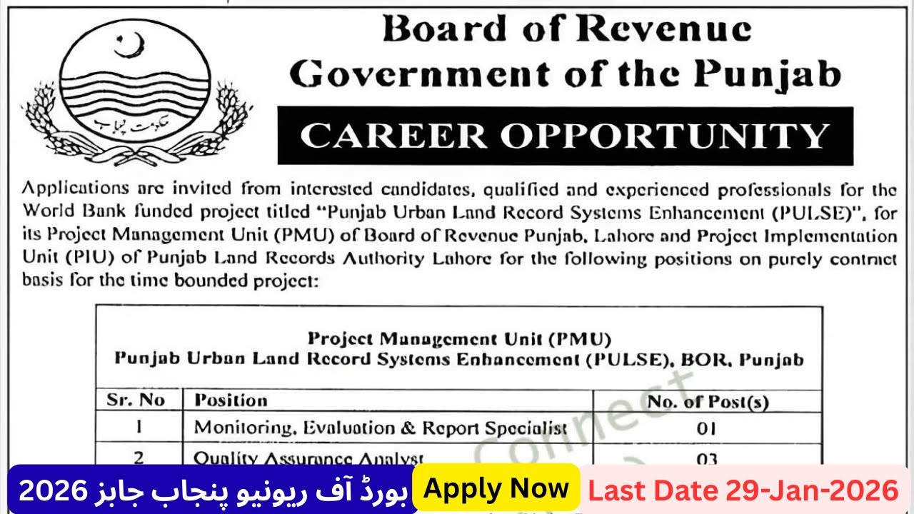 Board of Revenue Punjab Jobs 2026 – Apply Online Today | Punjab Job Portal Guide