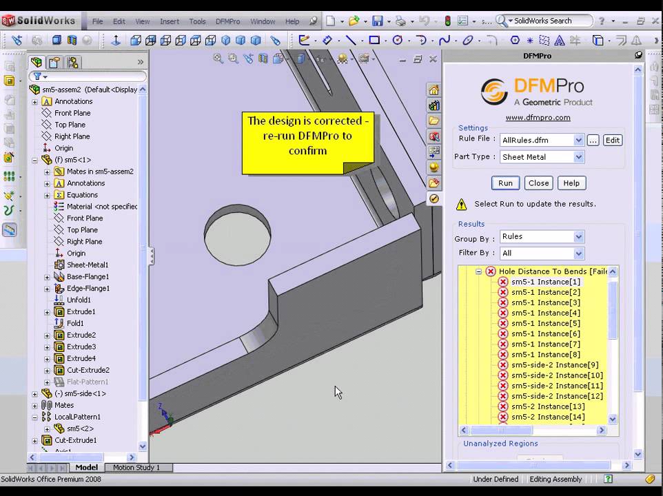 Design for Sheetmetal Fabrication using DFMPro